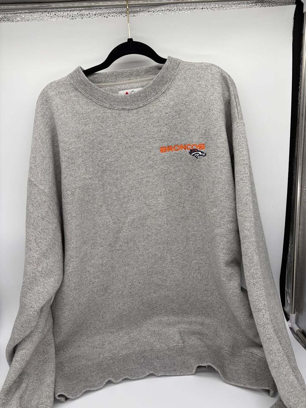 Majestic Denver Broncos Heather Gray Crewneck Sweatshirt XL